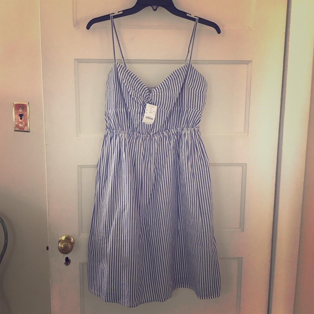 NWT Jcrew Striped dress with sweetheart neckline